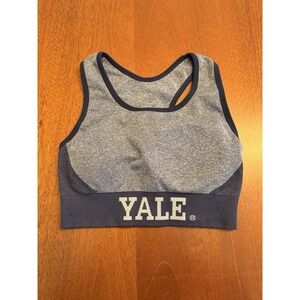 Yale Sports Bra Women's Small Gray Navy White University Bulldog Racerback‎ Logo